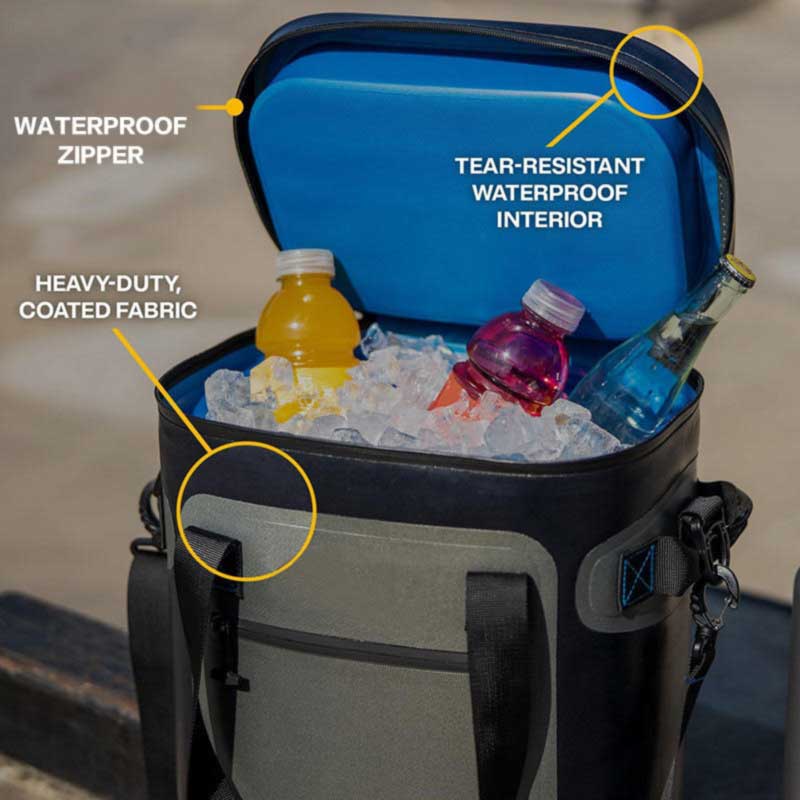 24L Waterproof Soft Cooler Tote Bag with Airtight Zipper for Camping and Fishing