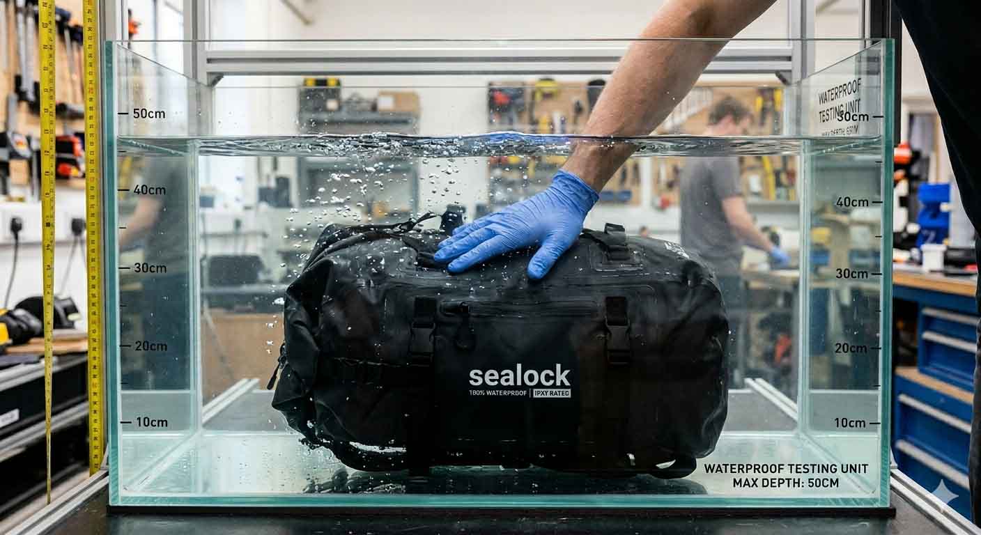Sealock 1.0 Bar hydrostatic pressure testing for extreme submersible kayak dry bags