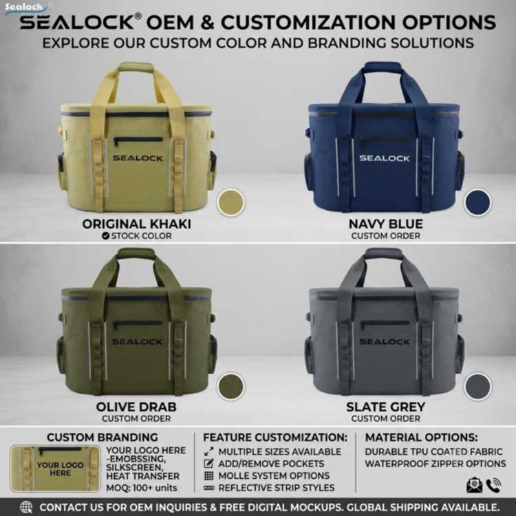 insulated tote cooler bag black yellow orange OEM color options with blank logo area