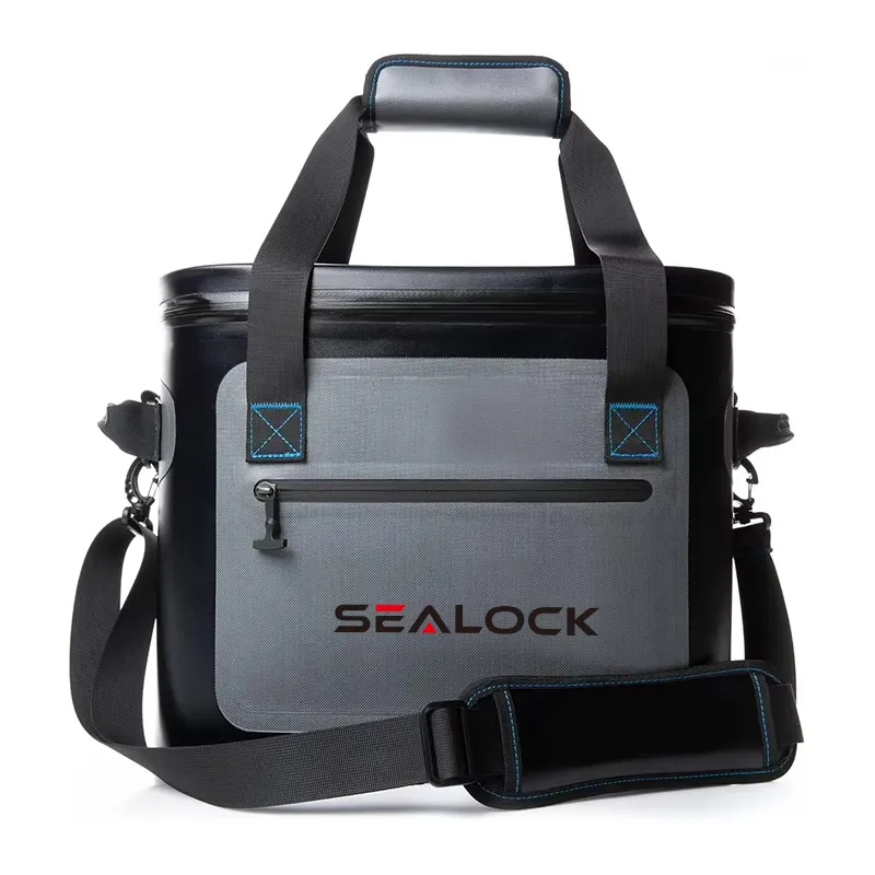 24L Waterproof Soft Cooler Tote Bag with Airtight Zipper for Camping and Fishing