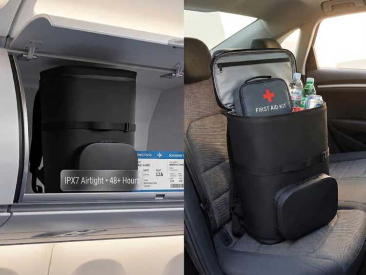 22L IPX7 waterproof cooler backpack for airline travel with airtight zipper and dry car seat